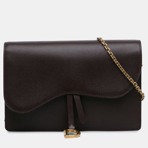 Dior Leather Saddle Wallet On Chain - Dior - Modalova