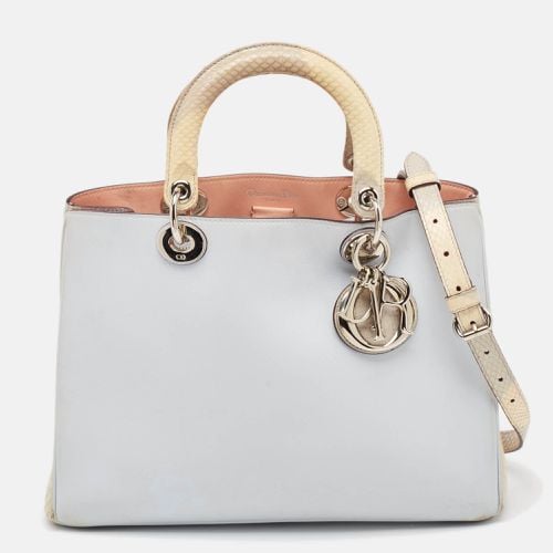 Light /Cream Leather and Python Medium issimo Shopper Tote - Dior - Modalova