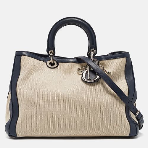 Navy /natural Canvas and Leather Large issimo Shopper Tote - Dior - Modalova