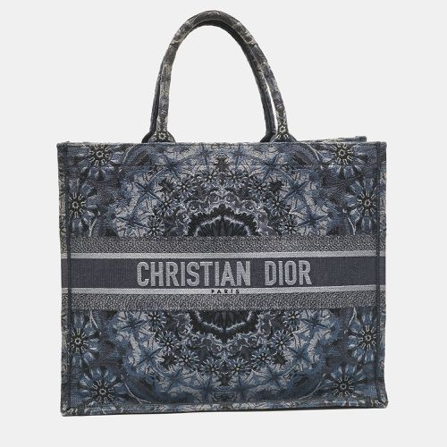 Flower Embroidered Denim Large Book Tote - Dior - Modalova