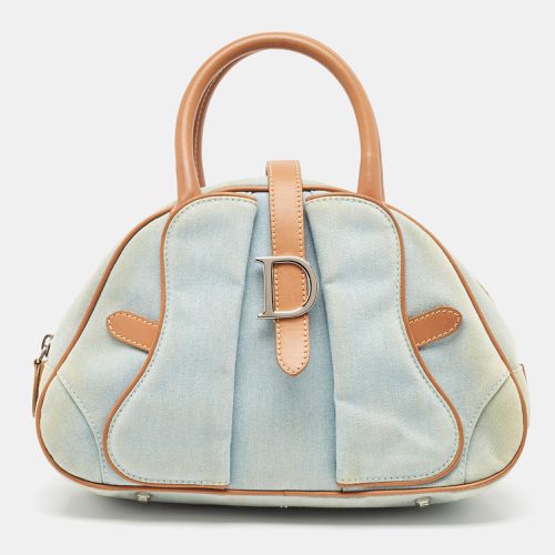 Light /Brown Denim and Leather Saddle Bowler Bag - Dior - Modalova