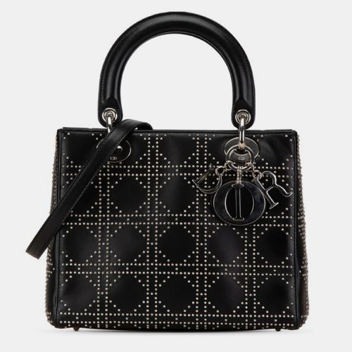 Christian Leather Lady Medium Cannage Studs Handbag - Dior - Modalova