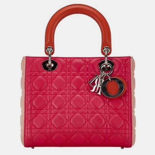 Christian Pink Leather Lady Cannage Handbag - Dior - Modalova