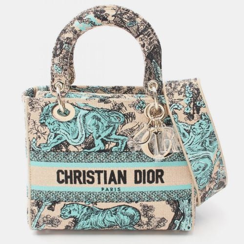 Christian Canvas Beige Blue Black LADY D-LITE Medium Handbag - Dior - Modalova