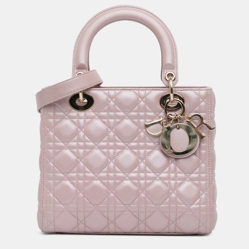 Pearlescent Lambskin Medium Cannage Lady Tote Bag - Dior - Modalova