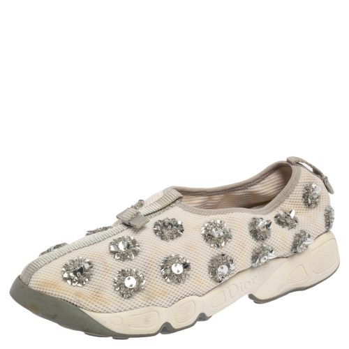 Mesh Fusion Floral Embellished Slip On Sneakers Size 38 - Dior - Modalova