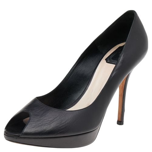 Leather Miss Peep Toe Platform Pumps Size 40.5 - Dior - Modalova