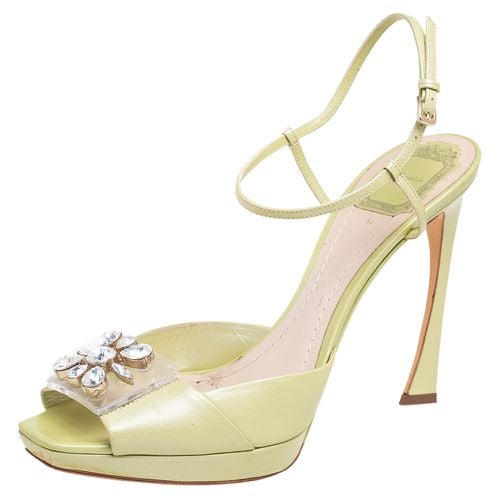 Satin PVC Crystal Embellished Open-Toe Ankle-Strap Sandals Size 41 - Dior - Modalova