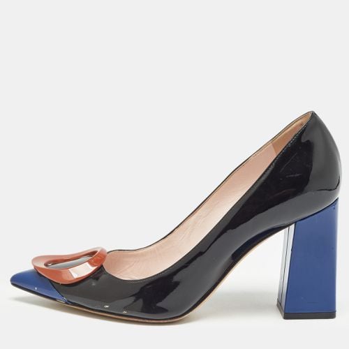 Blue Patent Pointed Toe Block Heel Pumps Size 37.5 - Dior - Modalova