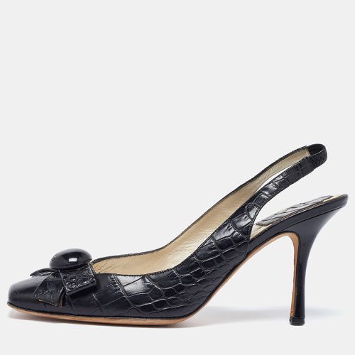 Croc Embossed Leather Slingback Pumps Size 37.5 - Dior - Modalova