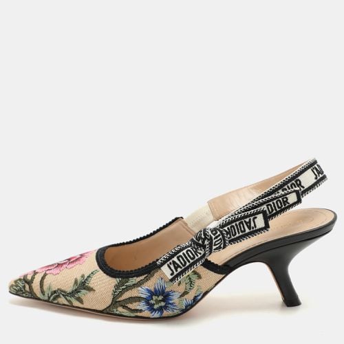 Petites Fleurs Embroidered Raffia J'A Pumps Size 38 - Dior - Modalova