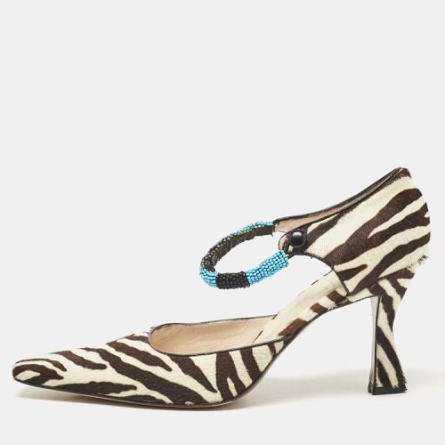 White Zebra Print Calf Hair Beaded Pumps Size 39.5 - Dior - Modalova