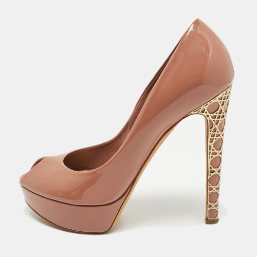 Old Rose Patent Leather Miss Peep Toe Platform Pumps Size 39.5 - Dior - Modalova