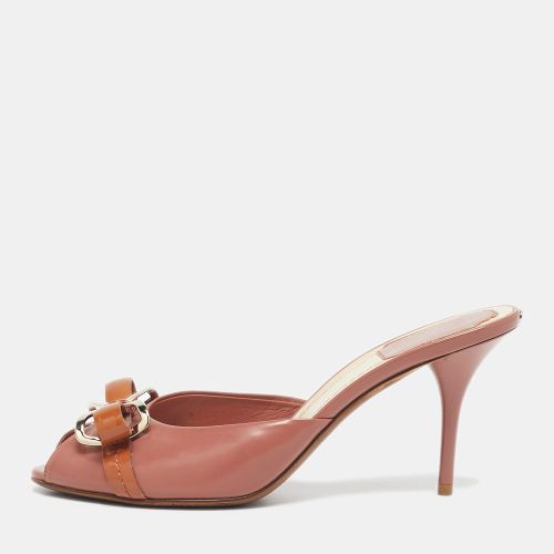 Patent Leather Bow Peep Toe Slide Sandals Size 37 - Dior - Modalova