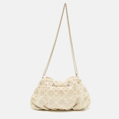 Dusty Ivory Cannage Beaded Fabric Dream Bucket Bag - Dior - Modalova