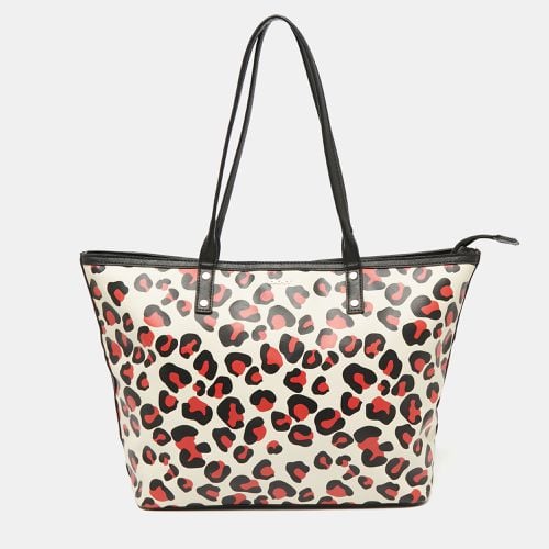 Red Leopard Print Coated Canvas Zip Tote - Dkny - Modalova