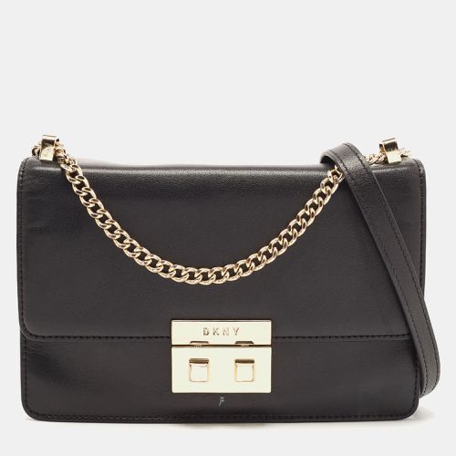 Leather Pushlock Flap Chain Crossbody Bag - Dkny - Modalova