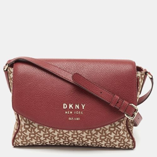 Beige Signature Canvas and Leather Noho Shoulder Bag - Dkny - Modalova