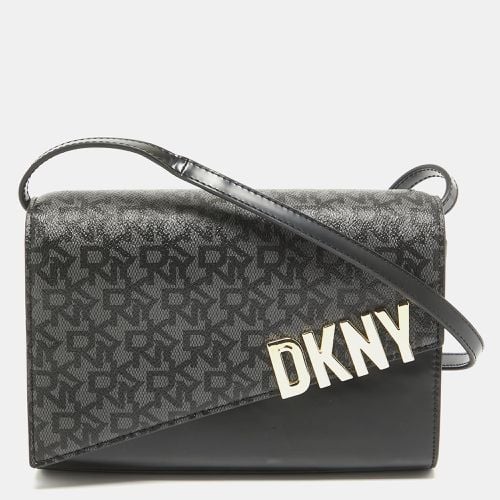 Monogram Coated Canvas and Glossy Leather Logo Flap Crossbody Bag - Dkny - Modalova