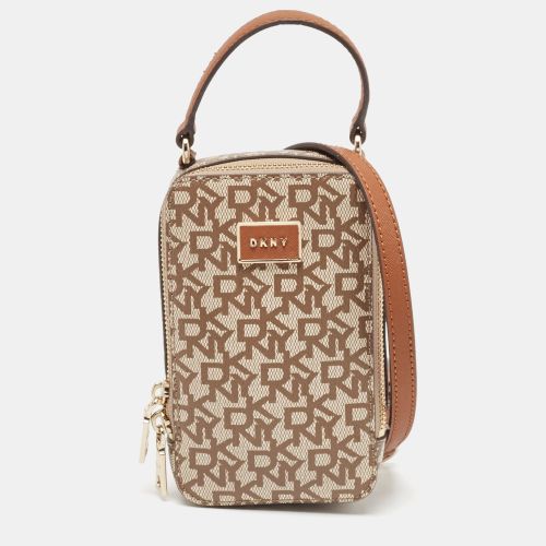 Beige Signature Coated Canvas and Leather Steffy Crossbody Bag - Dkny - Modalova