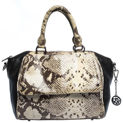 Black Python Embossed Leather Satchel - Dkny - Modalova