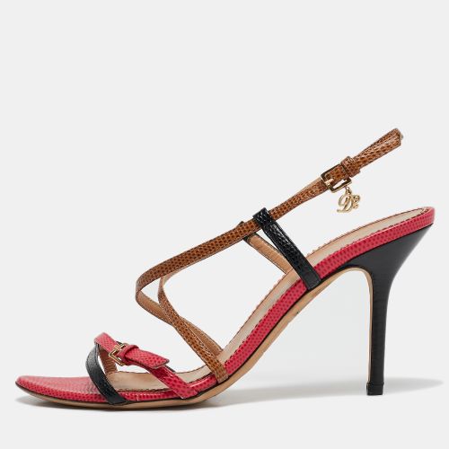 Lizard Embossed Leather Slingback Sandals Size 38 - Dsquared2 - Modalova