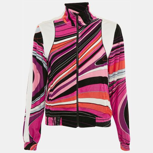 Pink/ Printed Velvet Zip-Up Bomber Jacket S - Emilio Pucci - Modalova