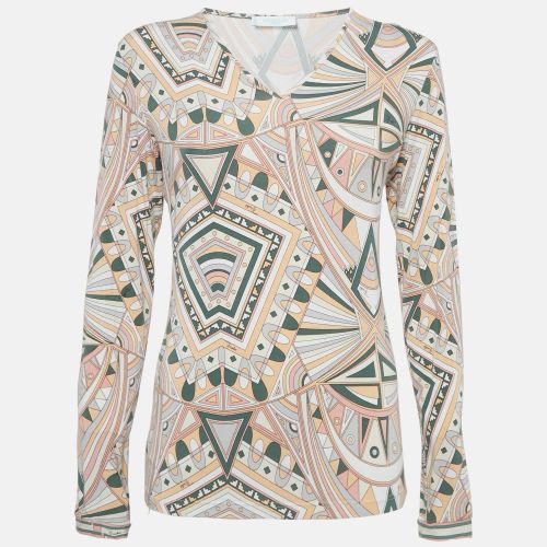 Printed Jersey V-Neck Long Sleeve Top M - Emilio Pucci - Modalova