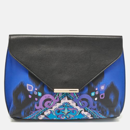 Blue Newton Print Leather Envelope Clutch - Emilio Pucci - Modalova