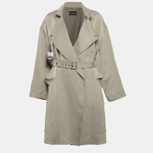 Gingham Linen Blend Trench Coat L - Emporio Armani - Modalova