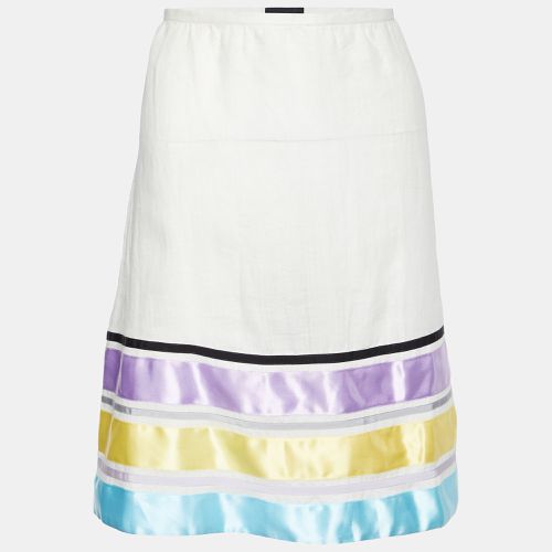 Off- Ramie Contrast Trim Mini Skirt M - Emporio Armani - Modalova