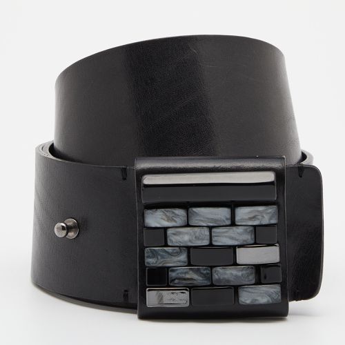 Leather Brick Buckle Wide Belt - Emporio Armani - Modalova