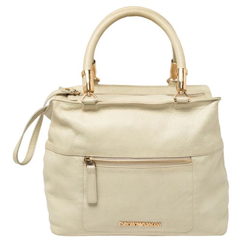 Pale Leather Double Zip Tote - Emporio Armani - Modalova