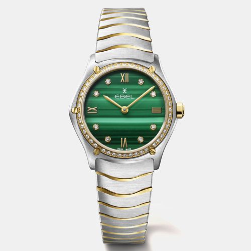 Malachite Dial Stainless Steel and 18K Yellow Gold Sport Classic Women's Watch 29 mm - Ebel - Modalova