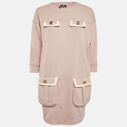 Cotton Knit Crew Neck Mini Dress M - Elisabetta Franchi - Modalova