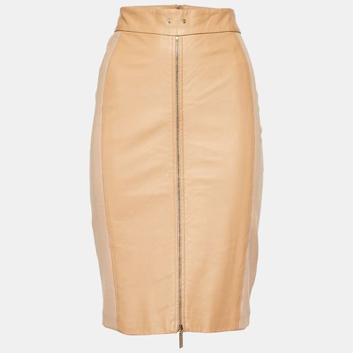 Gold Leather & Jersey Pencil Skirt L - Elisabetta Franchi - Modalova