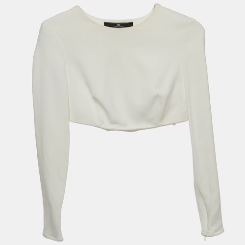 Off- Crepe Long Sleeve Crop Top S - Elisabetta Franchi - Modalova