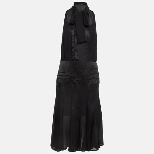 Satin Trim Chiffon Detachable Tie-Up Sleeveless Dress M - Elisabetta Franchi - Modalova