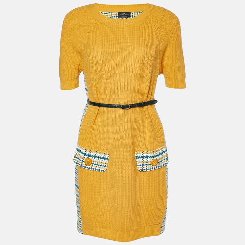 Houndstooth Knit Belted Dress S - Elisabetta Franchi - Modalova