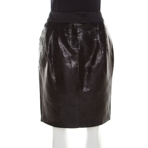 Metallic Satin Trim Tailored Skirt L - Escada - Modalova