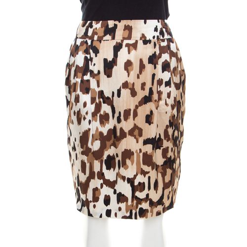 Abstract Camouflage Printed Silk Satin Skirt M - Escada - Modalova