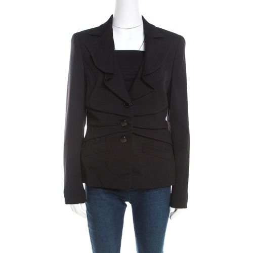 Wool Pleat Detail Button Front Beaneth Jacket L - Escada - Modalova