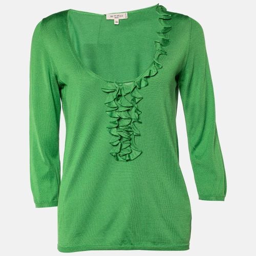 Etro Green Silk Knit Ruffled Top M - Etro - Modalova