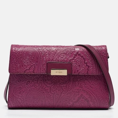 Magenta Paisley Embossed Leather Shoulder Bag - Etro - Modalova