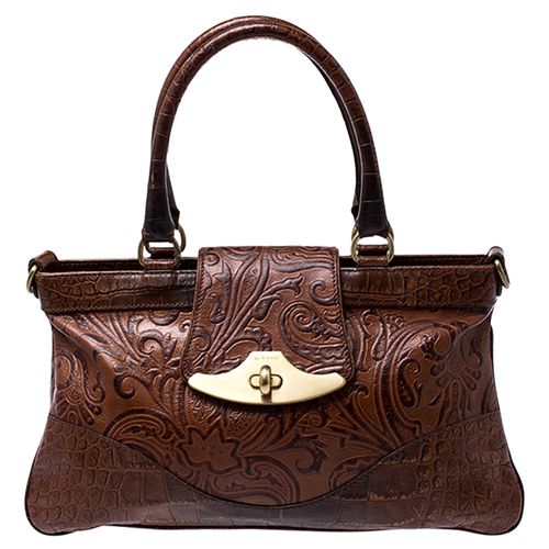 Paisley Embossed Leather Turnlock Shoulder Bag - Etro - Modalova