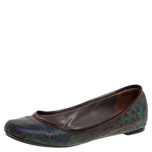 Paisley Printed Coated Canvas And Leather Trim Ballet Flats Size 38 - Etro - Modalova