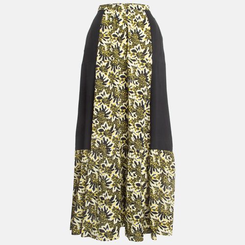 Black Floral Print Silk Tiered Maxi Skirt S - Etro - Modalova