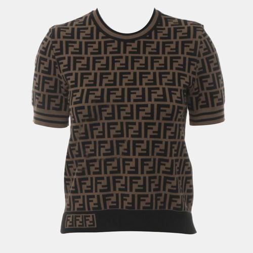 Brown Viscose, Polyester Zucca Monogram Pullover Sweater Top IT Women 40 - Fendi - Modalova