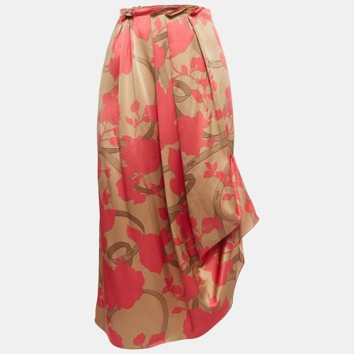 Floral Print Silk Pleated Asymmetric Midi Skirt XS - Fendi - Modalova