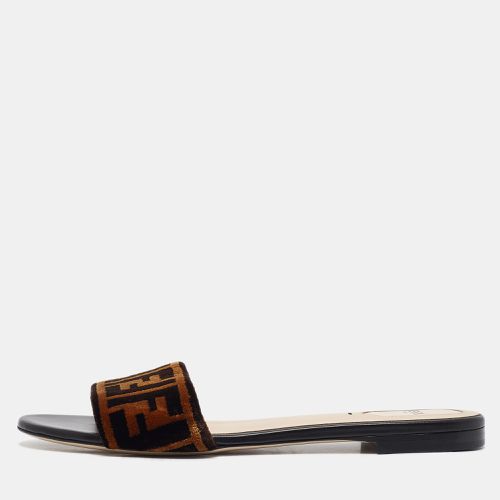 Zucca Velvet Flat Slides Size 40.5 - Fendi - Modalova